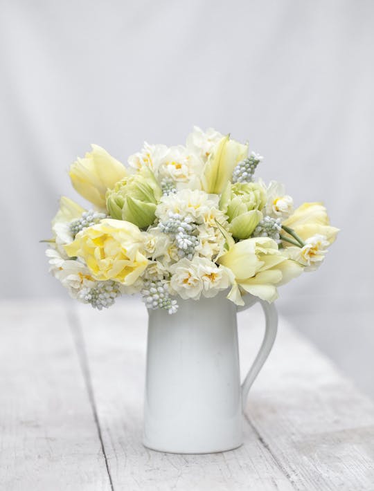 scented spring flowers in shades of cream