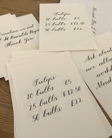 copperplate calligraphy labels