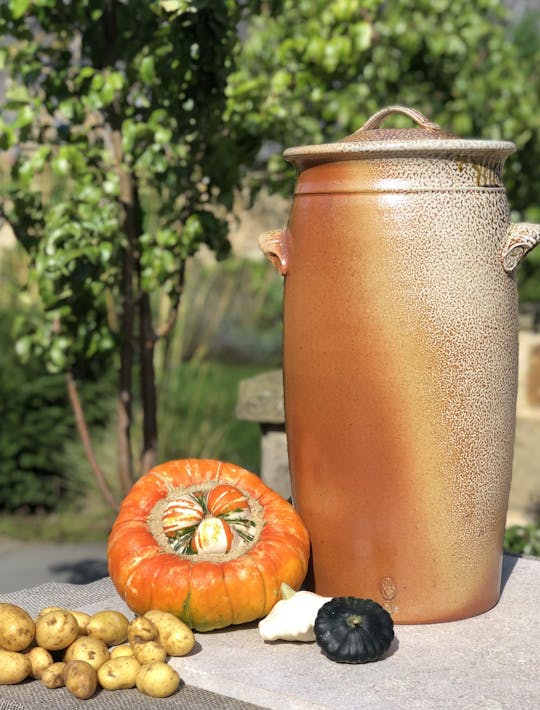 tall salt glazed storage jar