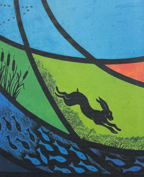 hare on painted glass
